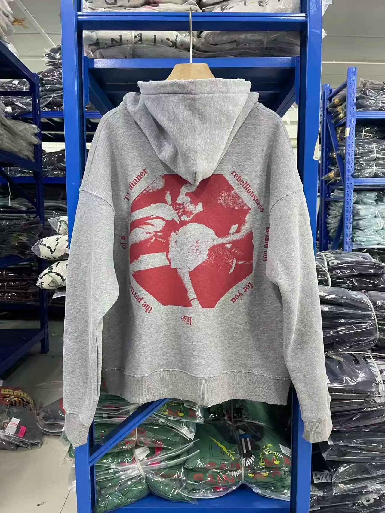 ERD melancholic Retro Heather Grey Wash Oversized Hoodie