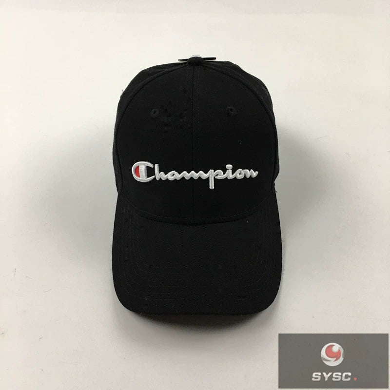 Champion Style Script Letter Embroidered Curved Baseball Cap