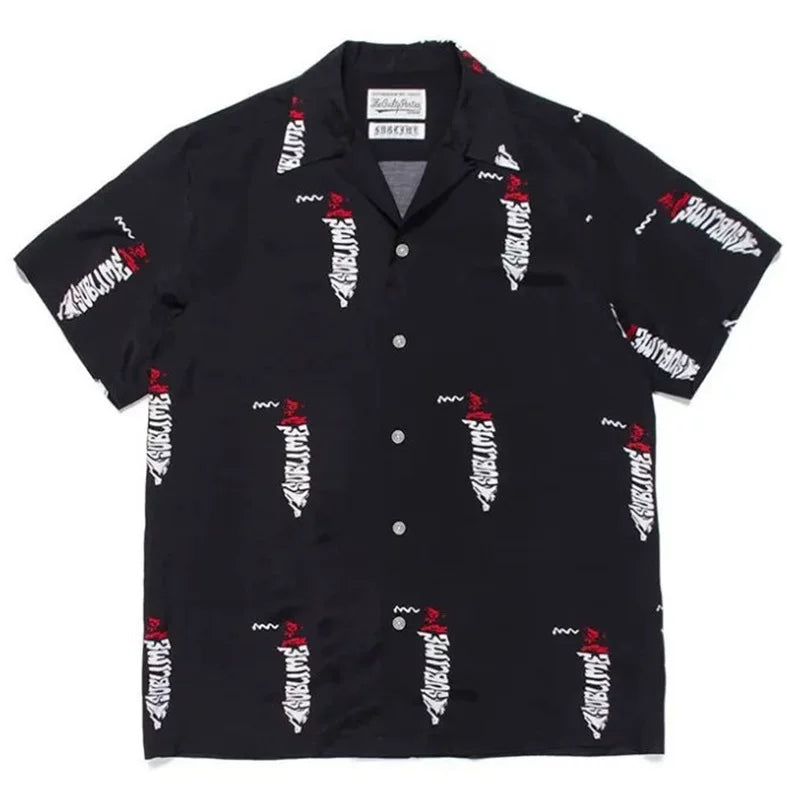 WACKO MARIA Basquiat Graphic Cuban Collar Shirt