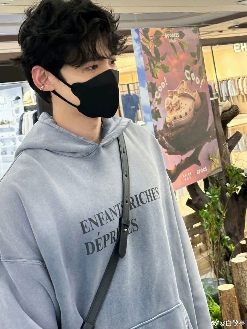 ERD's melancholic second-generation Bai Jingting's gradient dyed casual hoodie, washed and worn hooded pullover sweatshirt