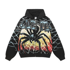 Vale Forever "Valley Fest Spider" Vintage Zip-Up Hoodie (Black)
