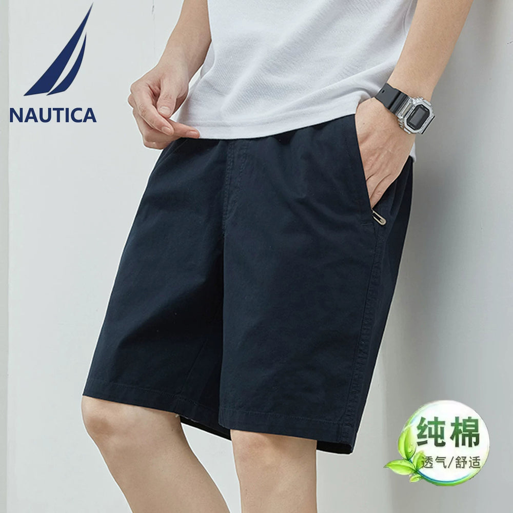 NAUTICA/Nordica Men's Shorts Summer New Business Casual Pants Men's Loose Fashion Pure Cotton Pentagram Pants (2)