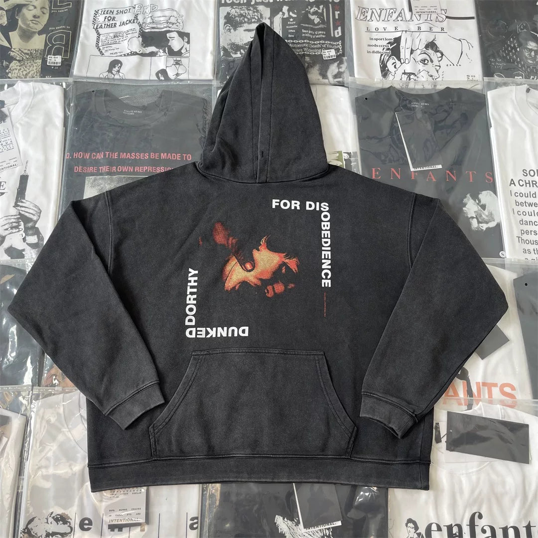 ERD melancholic Washed Fleece Oversized Graphic Hoodie