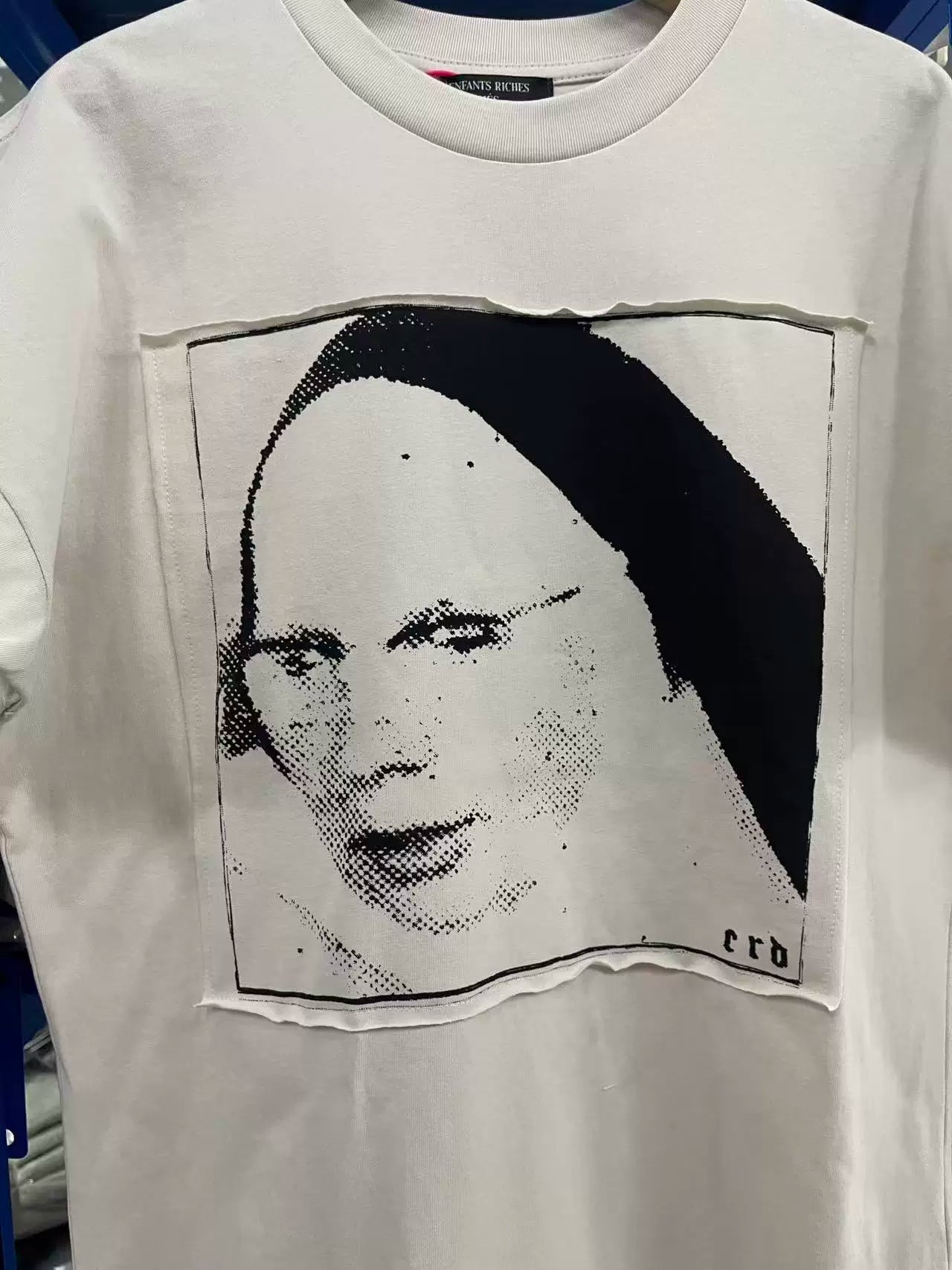 ERD Inspired Portrait Patchwork Muddy White Cotton Tee