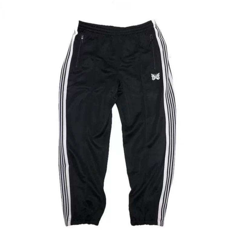 Needles Style Zipper Split Cuff Striped Track Pants