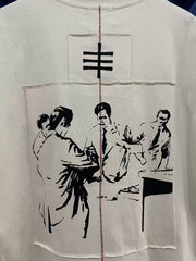 ERD Inspired Portrait Patchwork Muddy White Cotton Tee