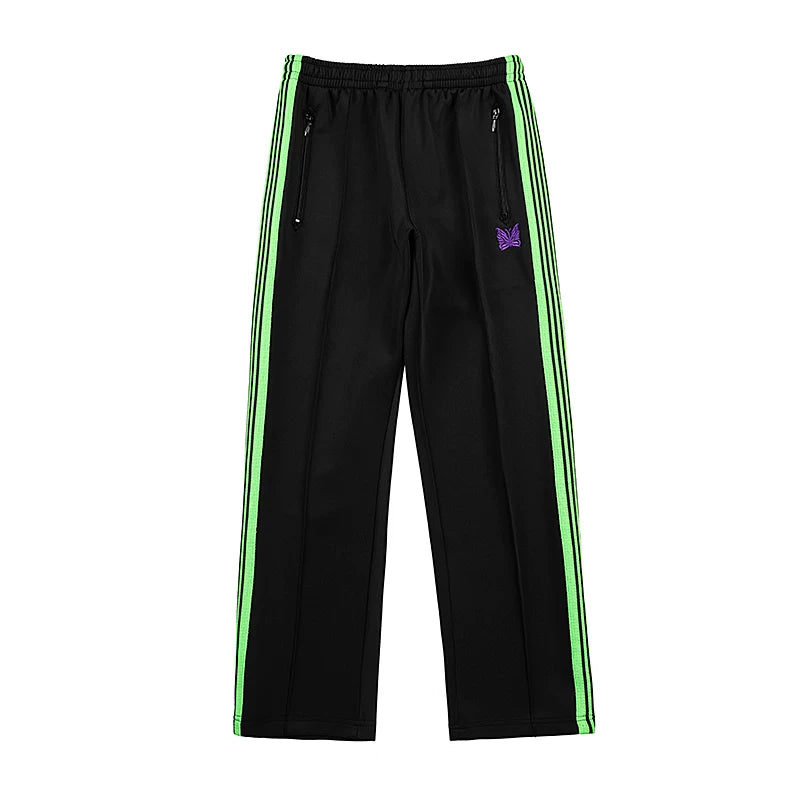 Needles Style Butterfly Embroidered Stripe Track Pants