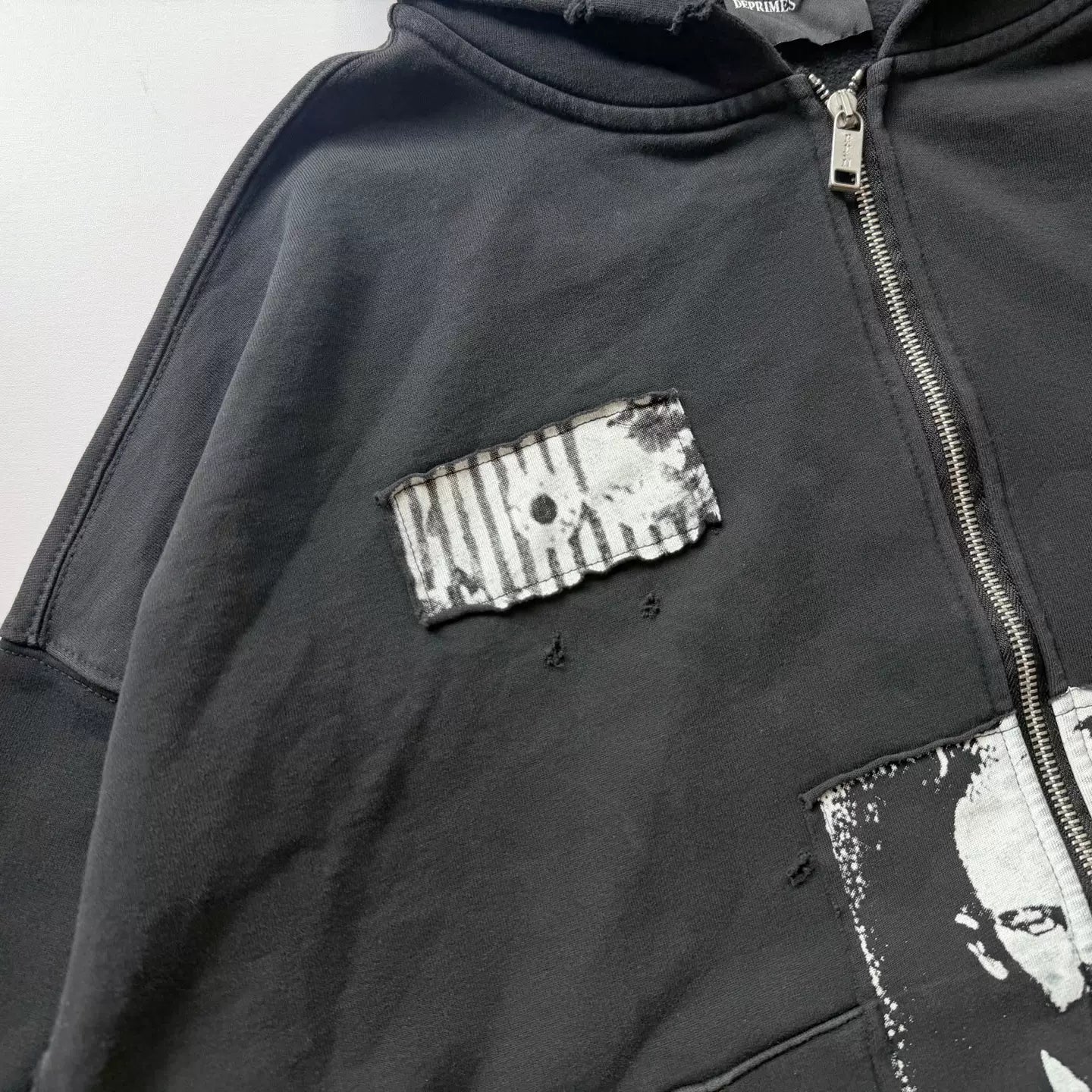 Enfants Riches Deporimes Vintage Washed Black Patchwork Hoodie