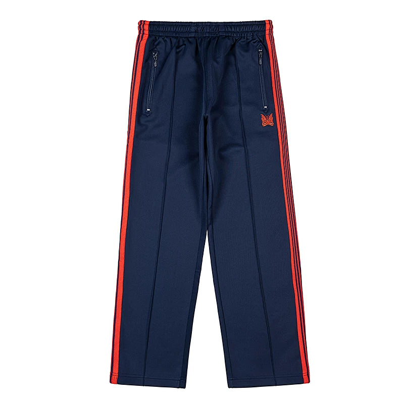 Needles Style Butterfly Embroidered Stripe Track Pants