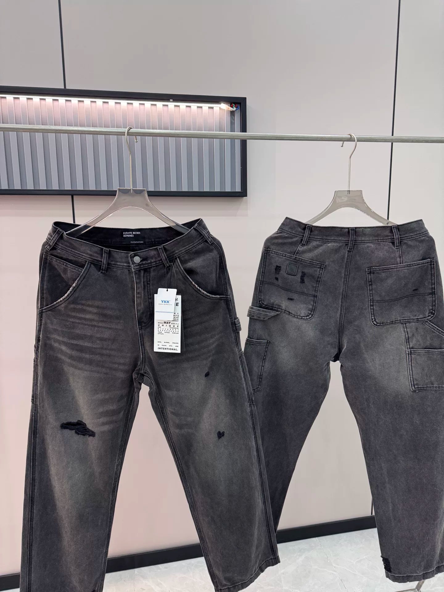ERD melancholic rich second-generation High Street Distressed Straight Denim Pants