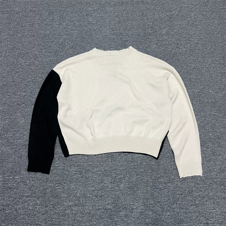 ERD Melancholy Distressed Oversized Silhouette Portrait Knit Sweater
