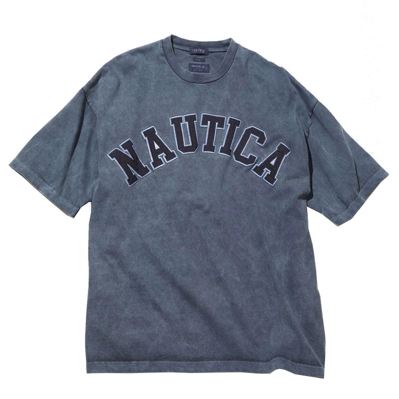 Nautica Style Cold Dyed Vintage Wash Embroidery Tee