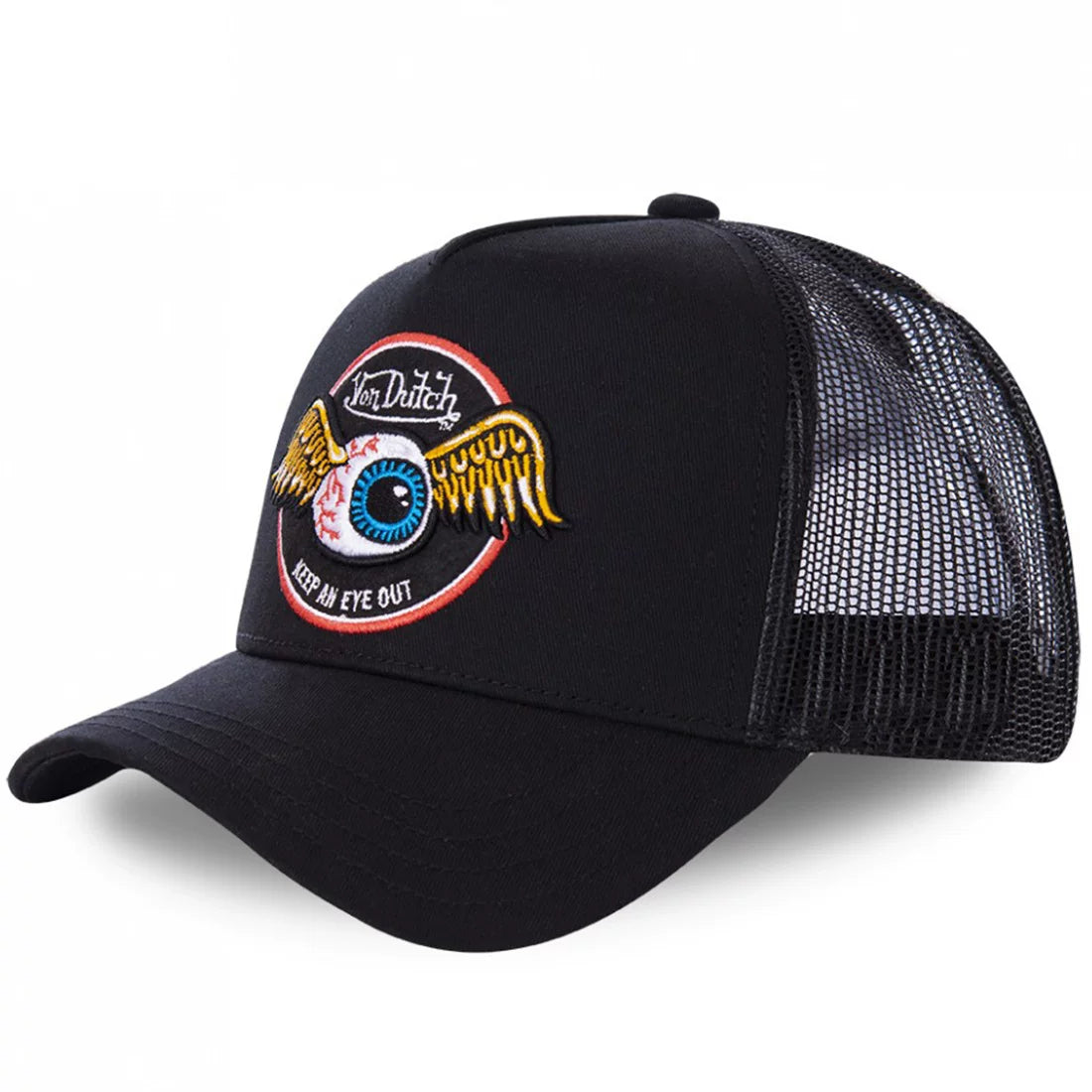 Von Dutch Vintage Letter Embroidered Mesh Trucker Hat