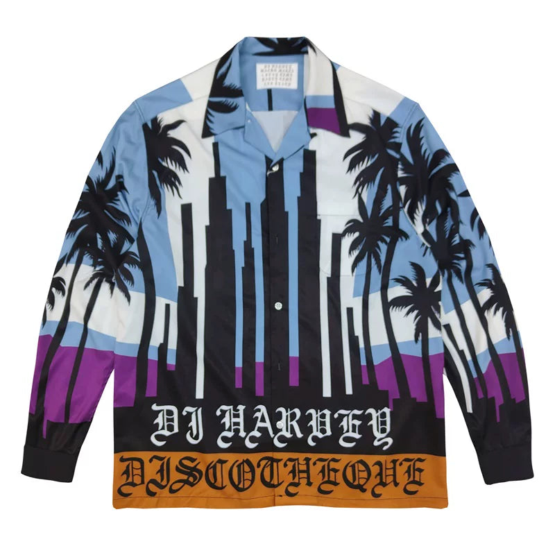WACKO MARIA DJ Harvey Leopard Palm Tree Long Sleeve Shirt