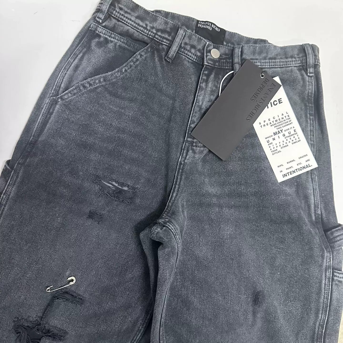 ERD melancholic Distressed Black Straight Leg Jeans