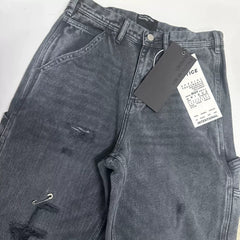 ERD melancholic Distressed Black Straight Leg Jeans