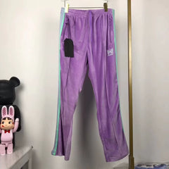 Needles Style Velour Butterfly Embroidered Track Pants
