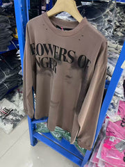 ERD Inspired Flowers Of Anger Khaki Longsleeve Tee
