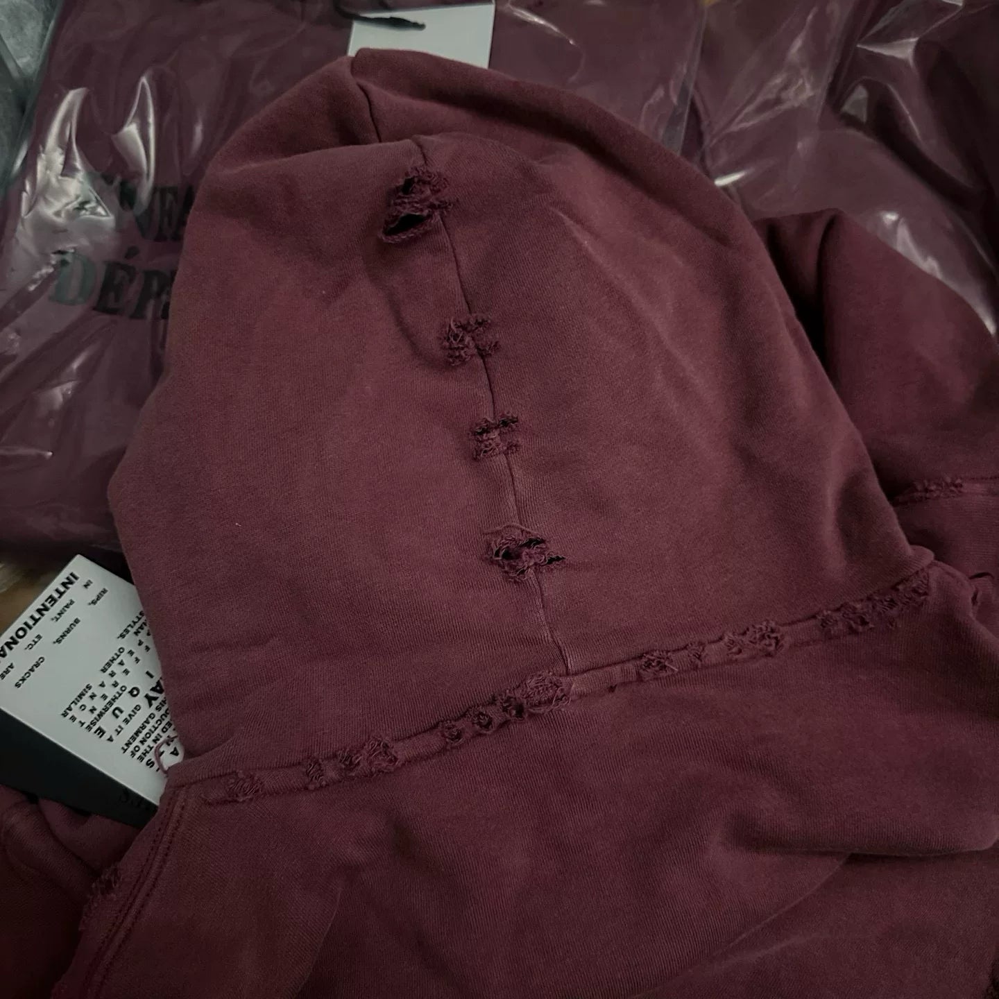 ERD's melancholic wealthy second-generation Vintage Washed Dark Red Hoodie