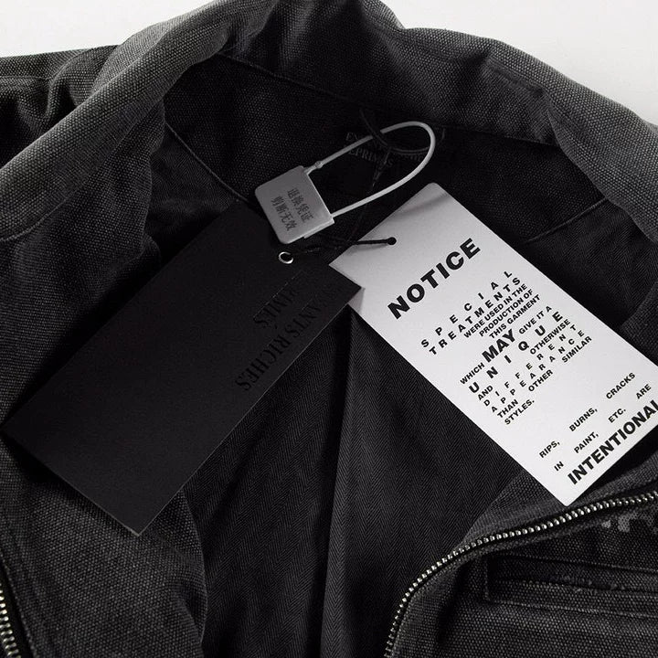 ERD melancholic Vintage Detroit Washed Canvas Collared Jacket