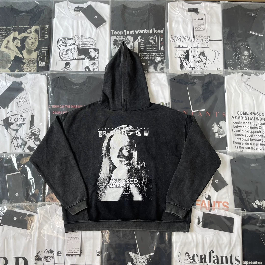 ERD melancholic Washed Fleece Oversized Graphic Hoodie