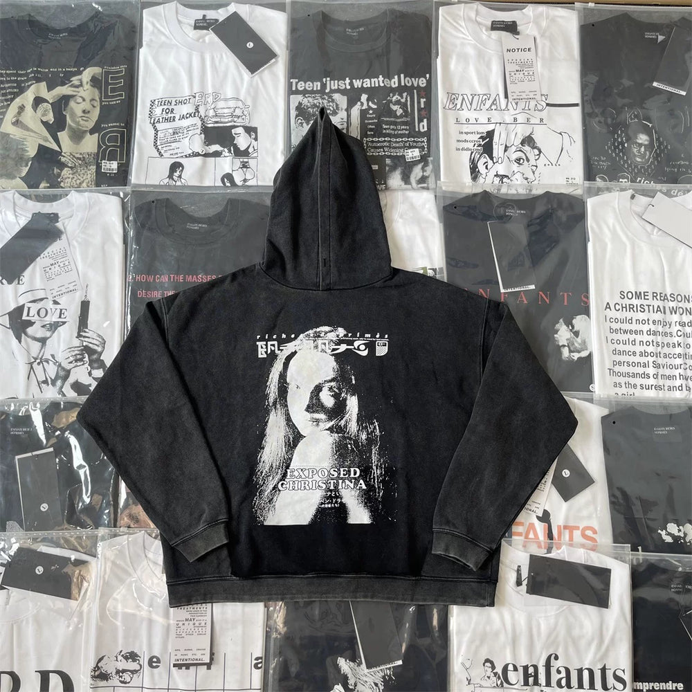 ERD melancholic Washed Fleece Oversized Graphic Hoodie