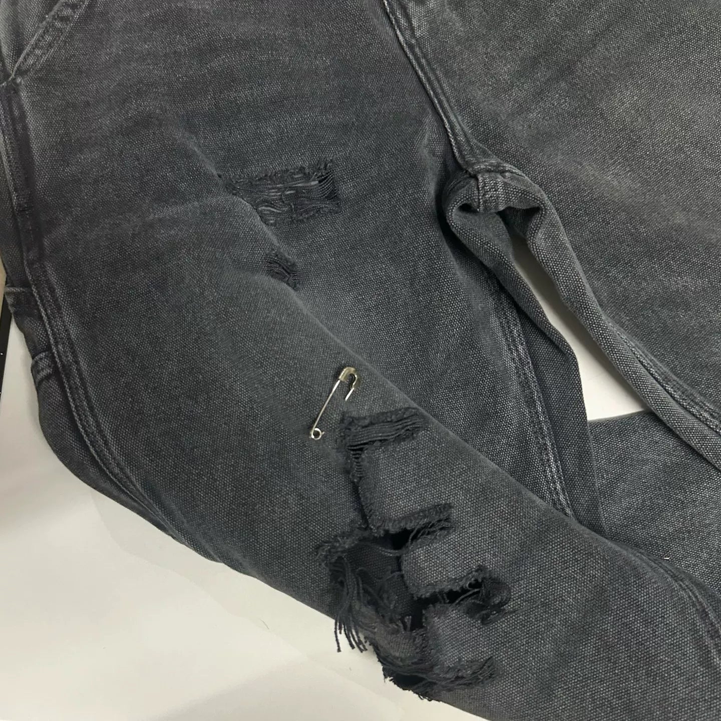 ERD melancholic Distressed Black Straight Leg Jeans