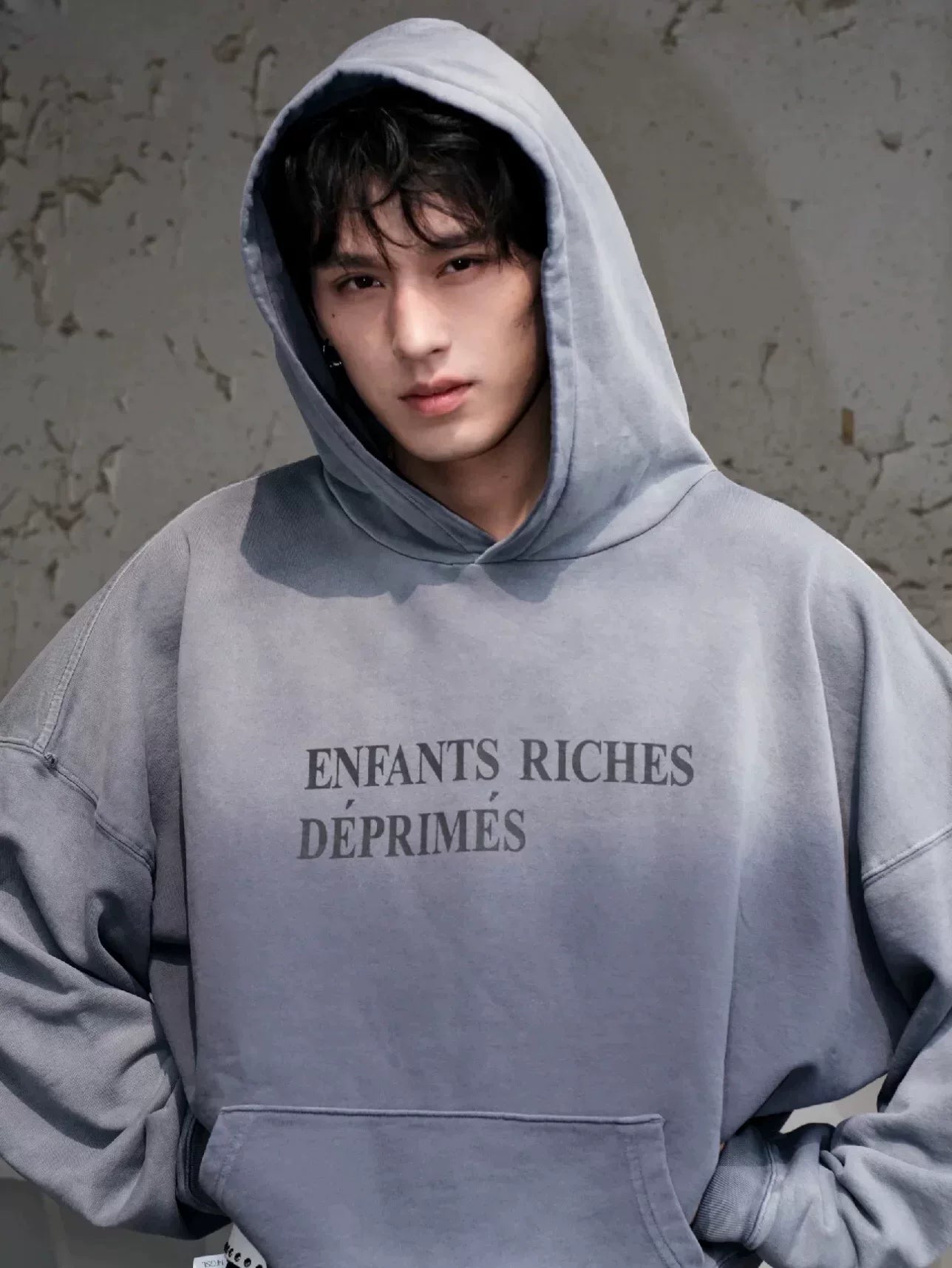 ERD's melancholic second-generation Bai Jingting's gradient dyed casual hoodie, washed and worn hooded pullover sweatshirt