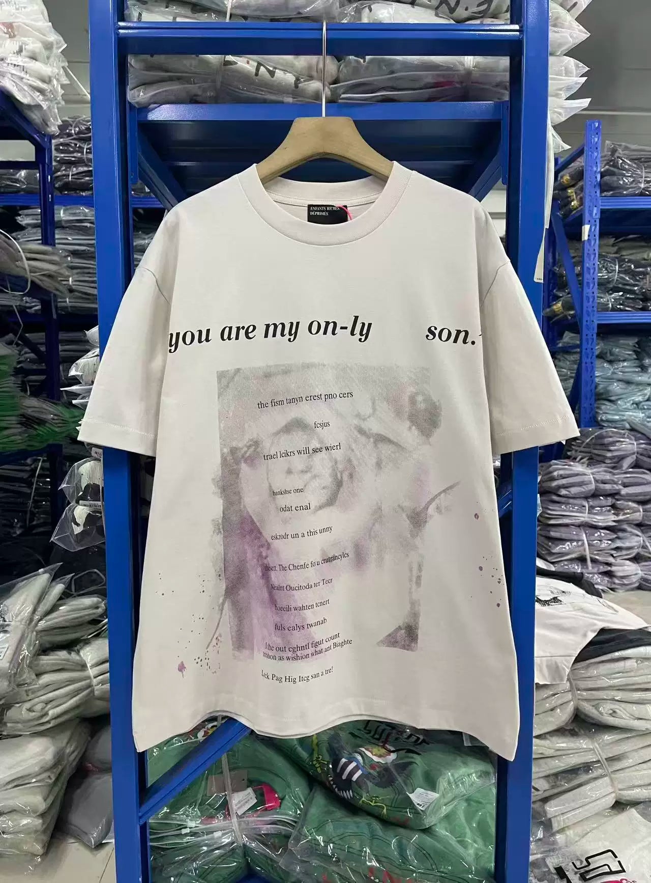 ERD's melancholic second-generation Vintage Mud White Slogan T-Shirt