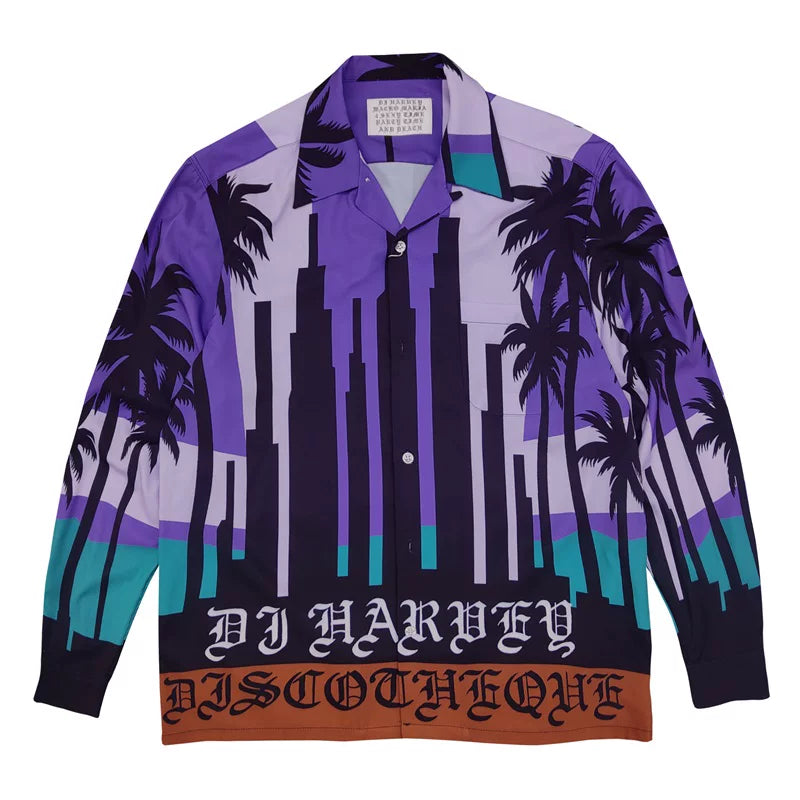 WACKO MARIA DJ Harvey Leopard Palm Tree Long Sleeve Shirt