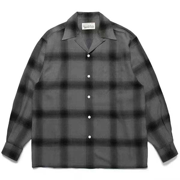 WACKO MARIA Check Open Collar Long Sleeve Shirt