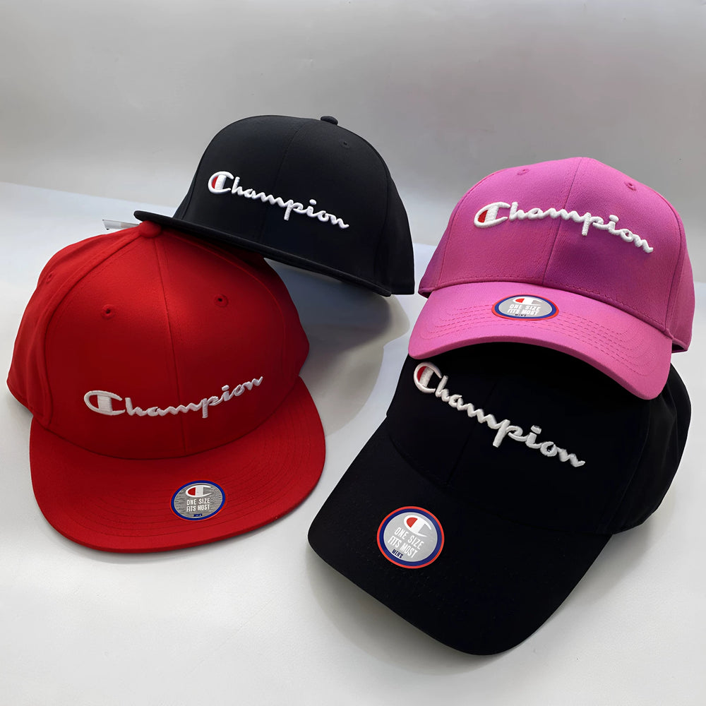 Champion Style Script Letter Embroidered Curved Baseball Cap