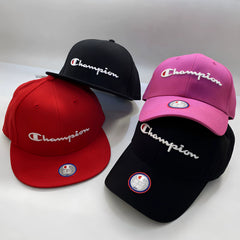 Champion Style Script Letter Embroidered Curved Baseball Cap