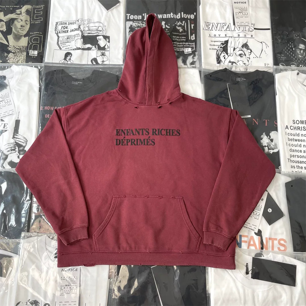ERD melancholic Washed Fleece Oversized Graphic Hoodie