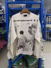 ERD Inspired Distressed Slogan Cream Cotton Longsleeve Tee