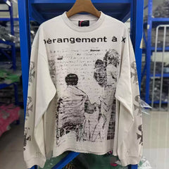 ERD Inspired Distressed Slogan Cream Cotton Longsleeve Tee