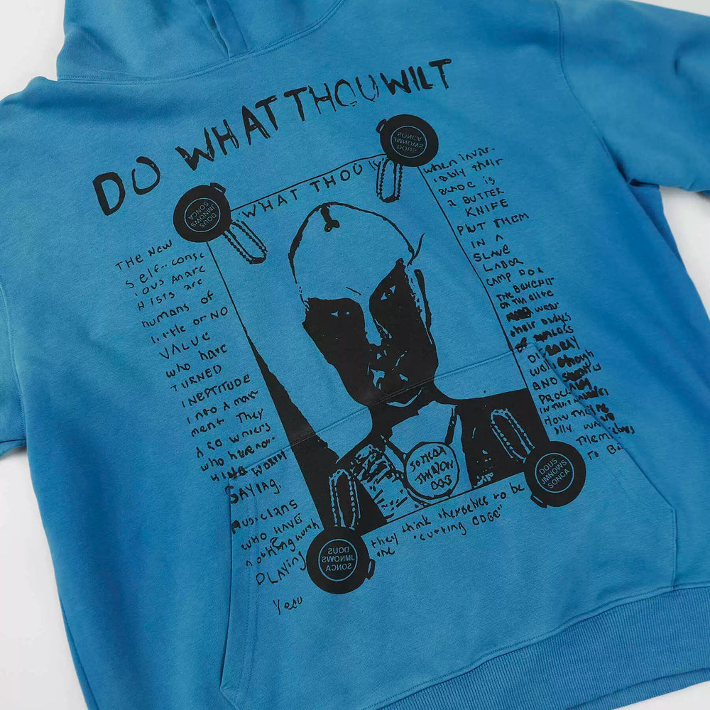 ERD Melancholy Vintage Distressed Washed Blue Pullover Hoodie