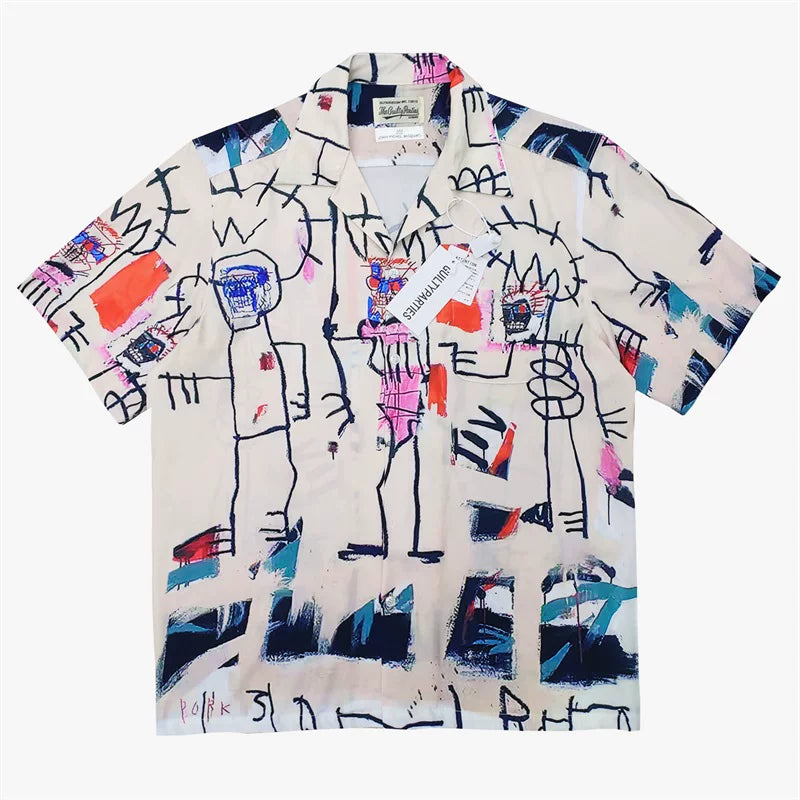 WACKO MARIA Basquiat Graphic Cuban Collar Shirt