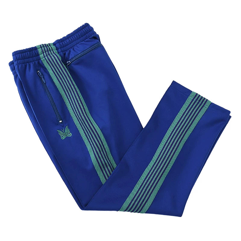 Needles Inspired Butterfly Embroidery Striped Straight Track Pants