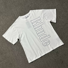 RHUDE Hollow Letter Graphic Pure Cotton Summer Tee