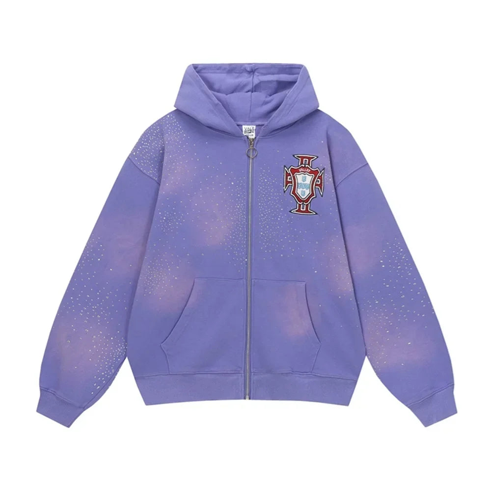 Vale Forever "Valley Dreams Crest" Vintage Zip-Up Hoodie (Purple)