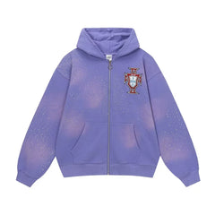Vale Forever "Valley Dreams Crest" Vintage Zip-Up Hoodie (Purple)