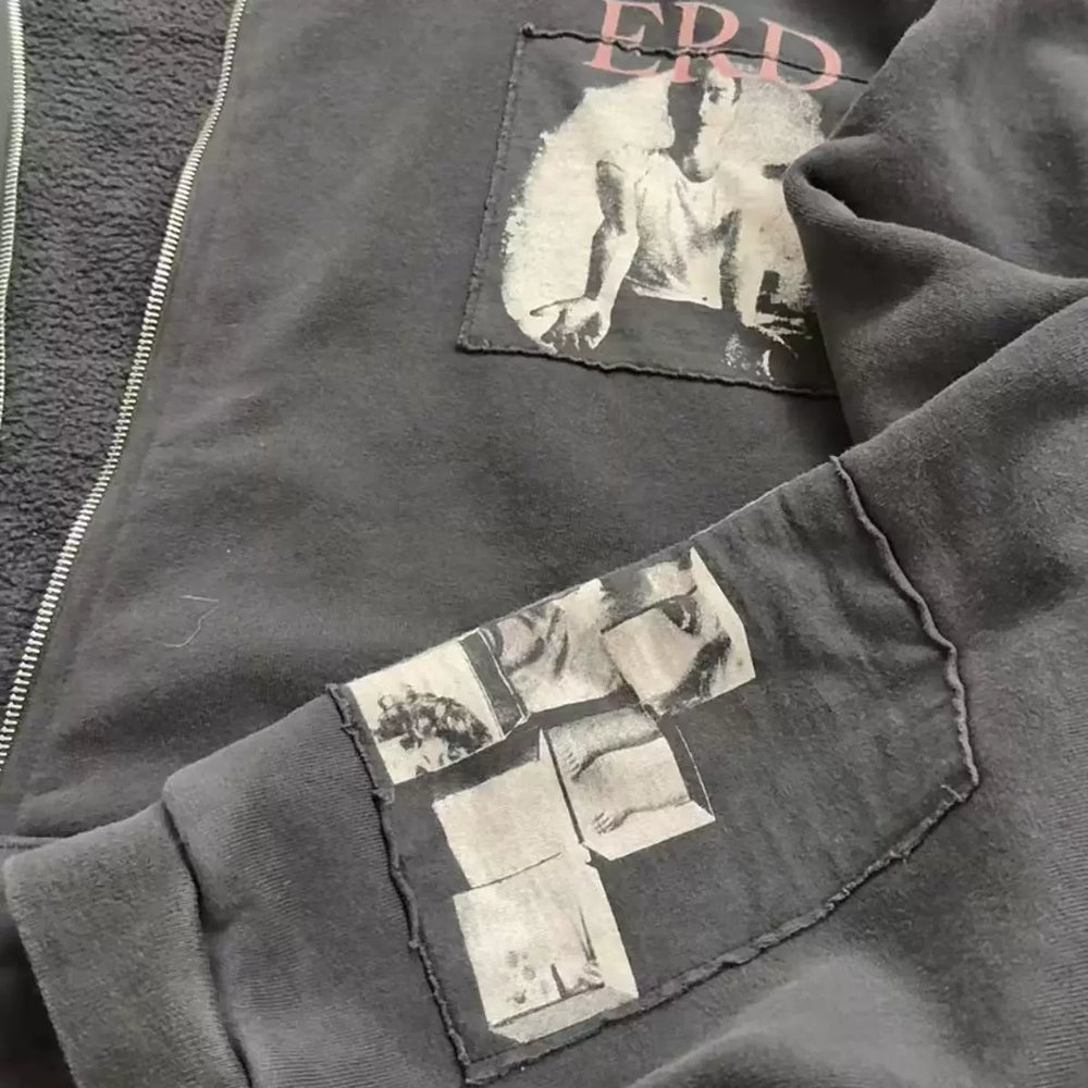 ERD Vintage Washed Black Oversized Zip Up Hoodie