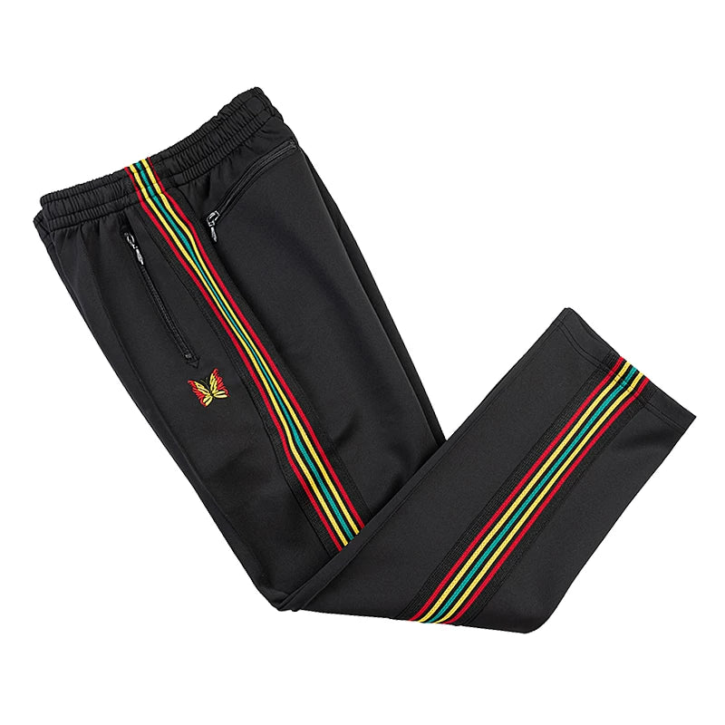 Needles Inspired Butterfly Embroidery Striped Straight Track Pants