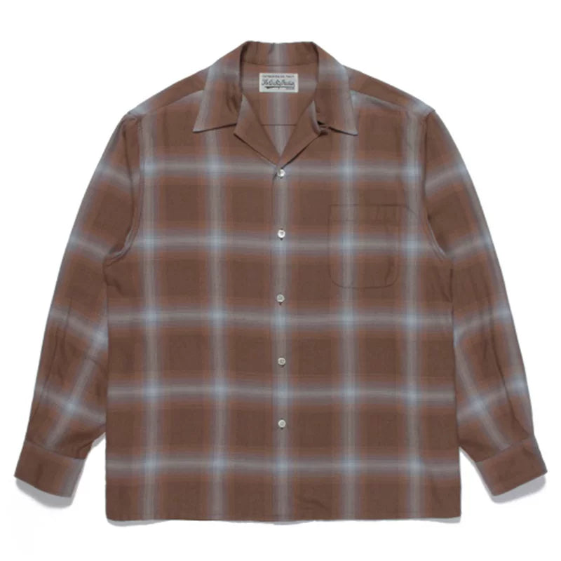 WACKO MARIA Check Open Collar Long Sleeve Shirt
