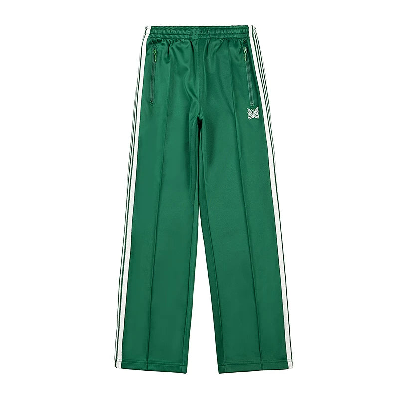 Needles Style Butterfly Embroidered Stripe Track Pants