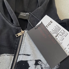ERD Inspired Pigman Patchwork Fleece Zip Up Hoodie
