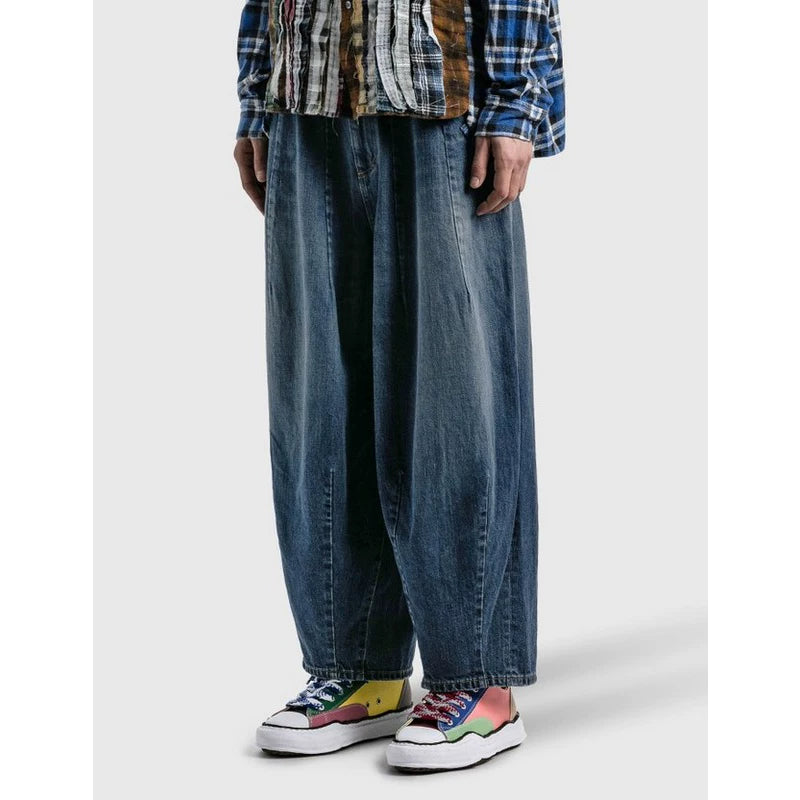 Needles Style Heavyweight Washed Wide Leg Denim Jeans