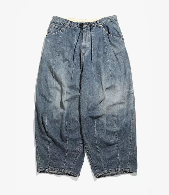 Needles Style Heavyweight Washed Wide Leg Denim Jeans