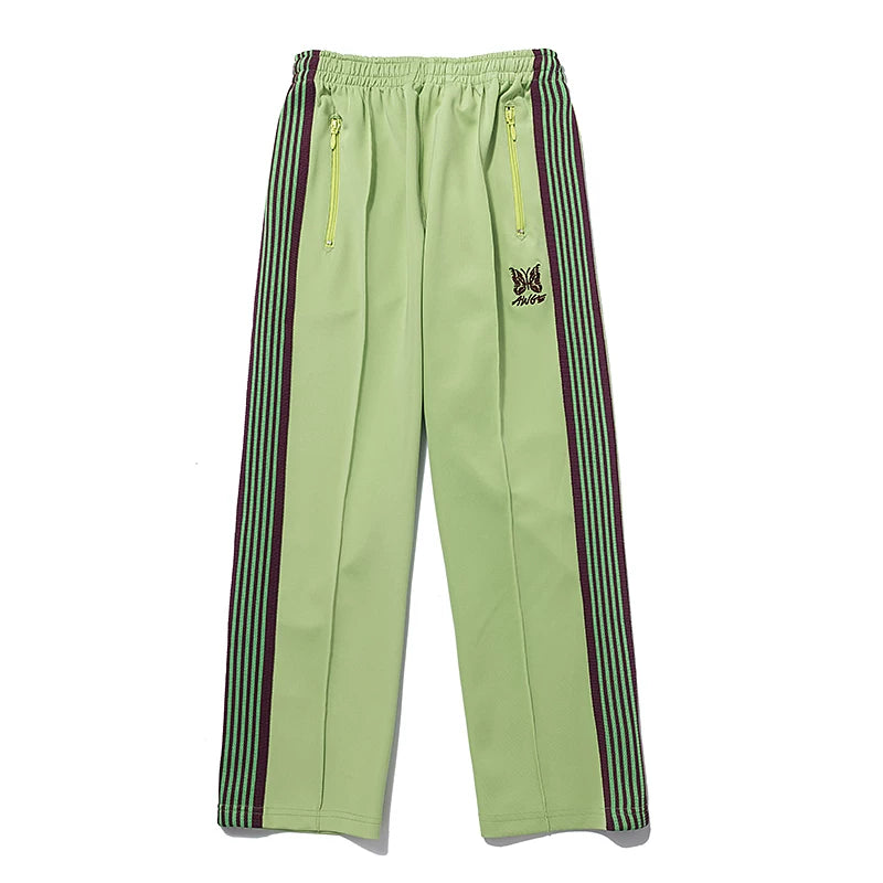 Needles Style Butterfly Embroidered Stripe Track Pants